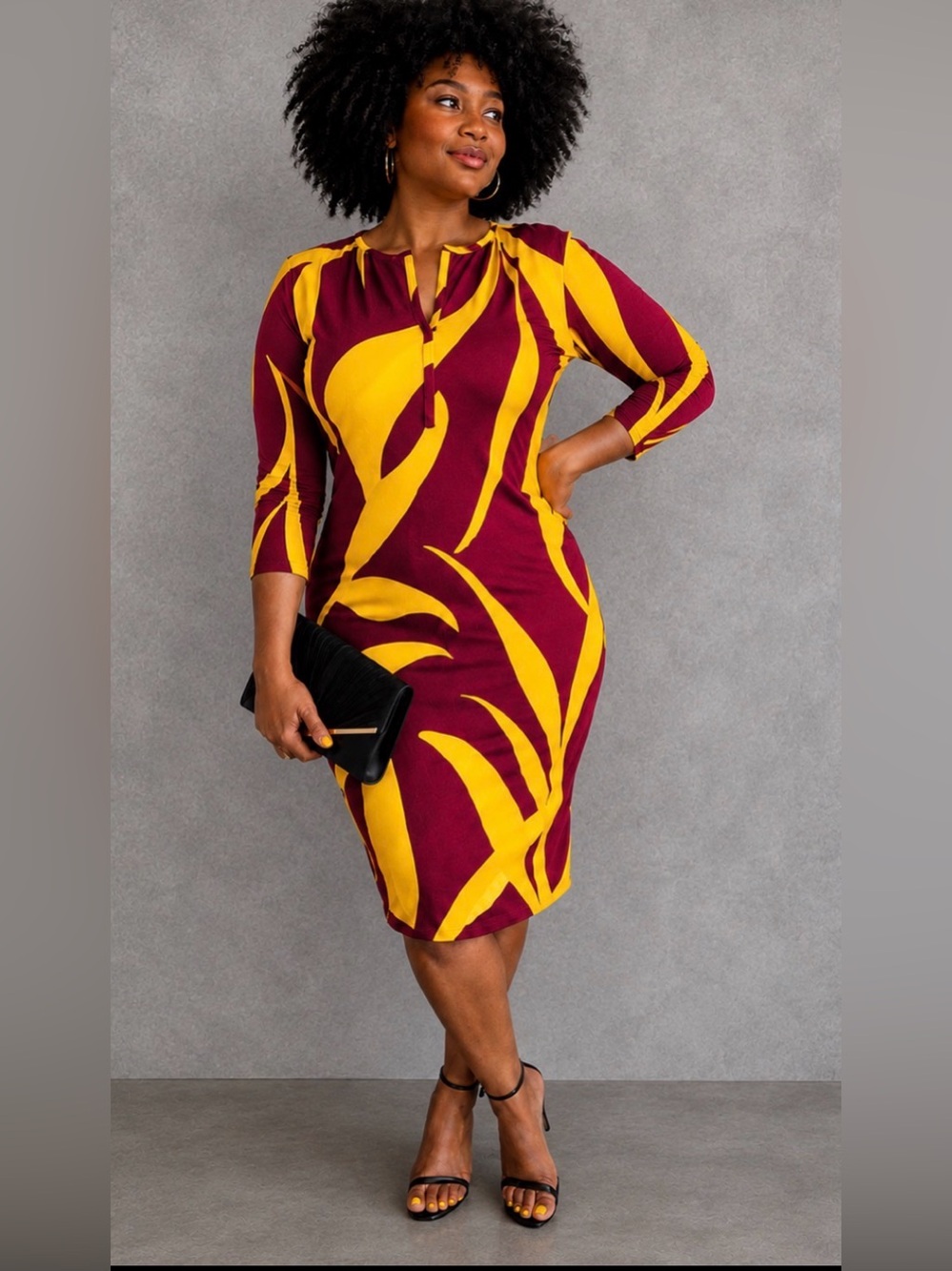 NWT Gisela Dress Cerise Paradise Long Sleeve Dress in Yellow and Red by The Kit